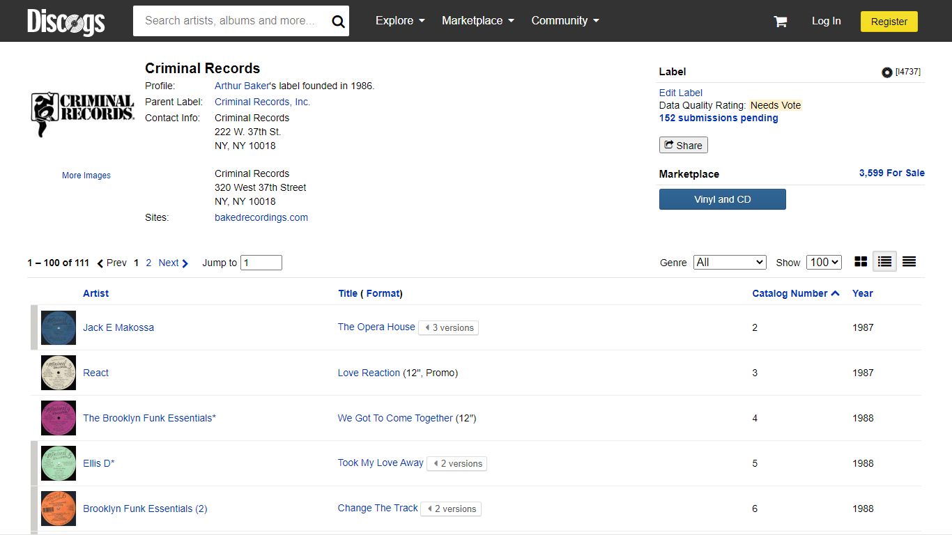 Criminal Records Label | Releases | Discogs